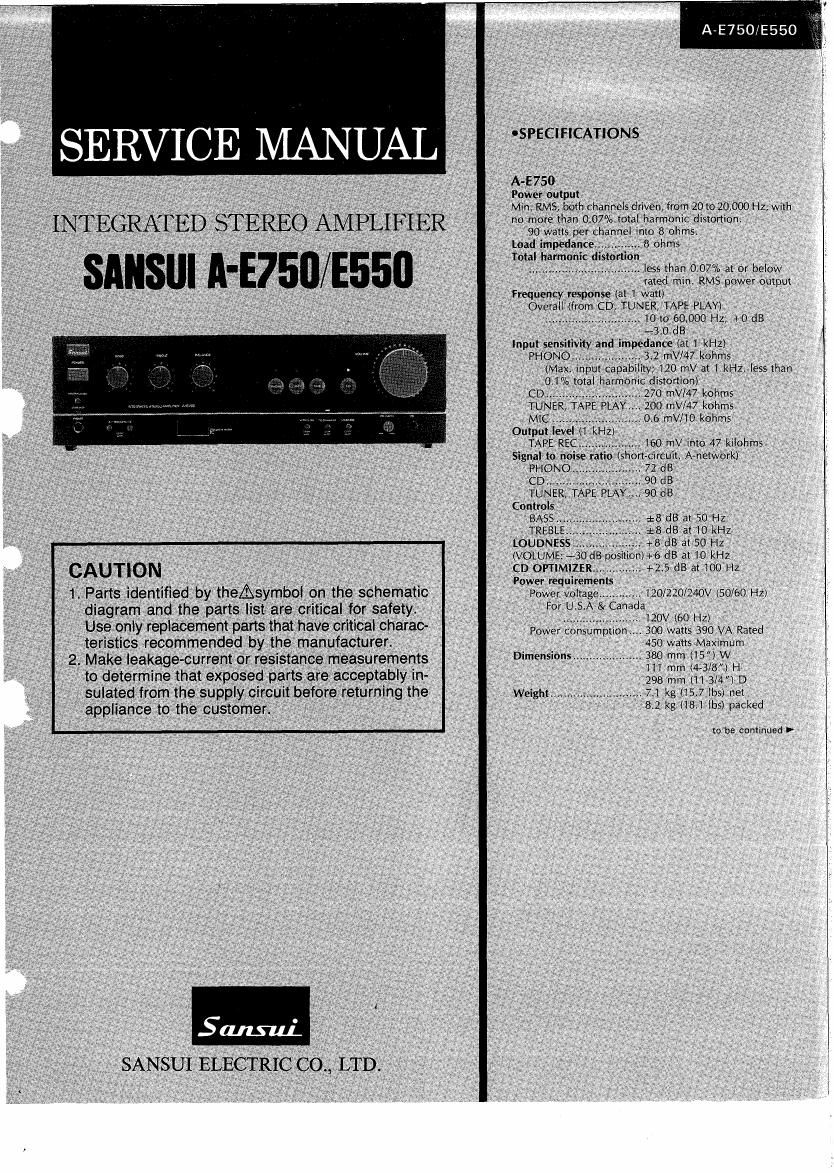 Sansui AE 550 Service Manual