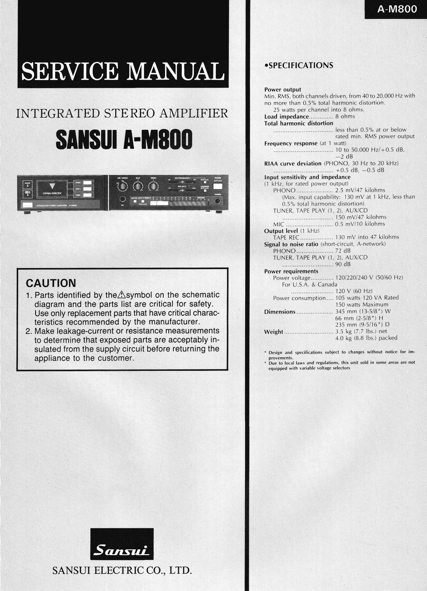 Sansui AM 800 Service Manual