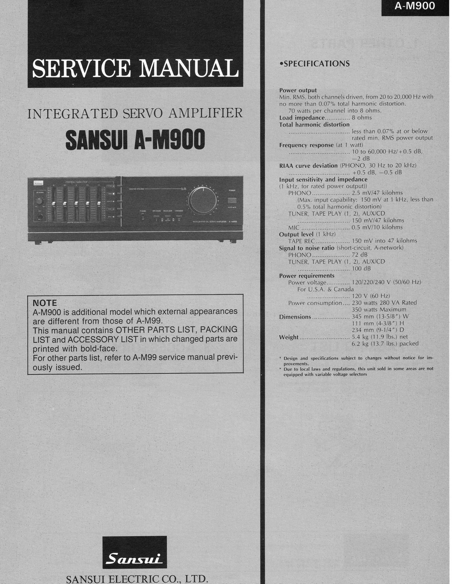 Sansui AM 900 Service Manual