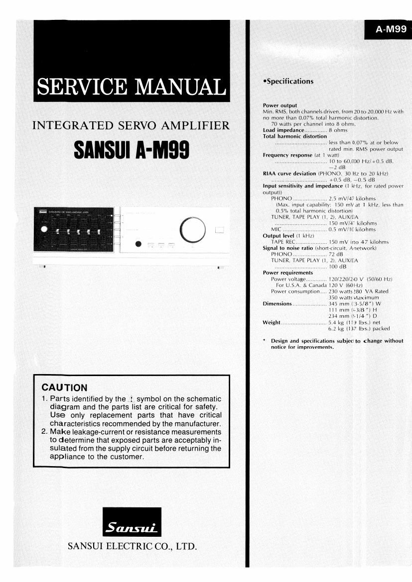 Sansui AM 99 Service Manual