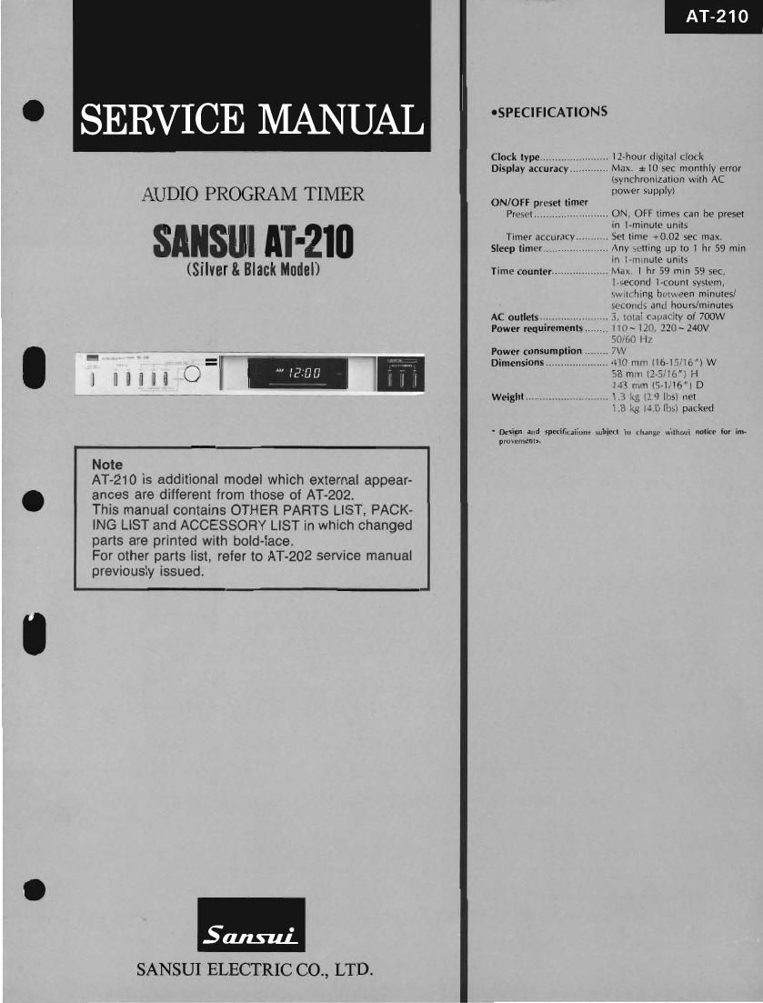 Sansui AT 210 Service Manual