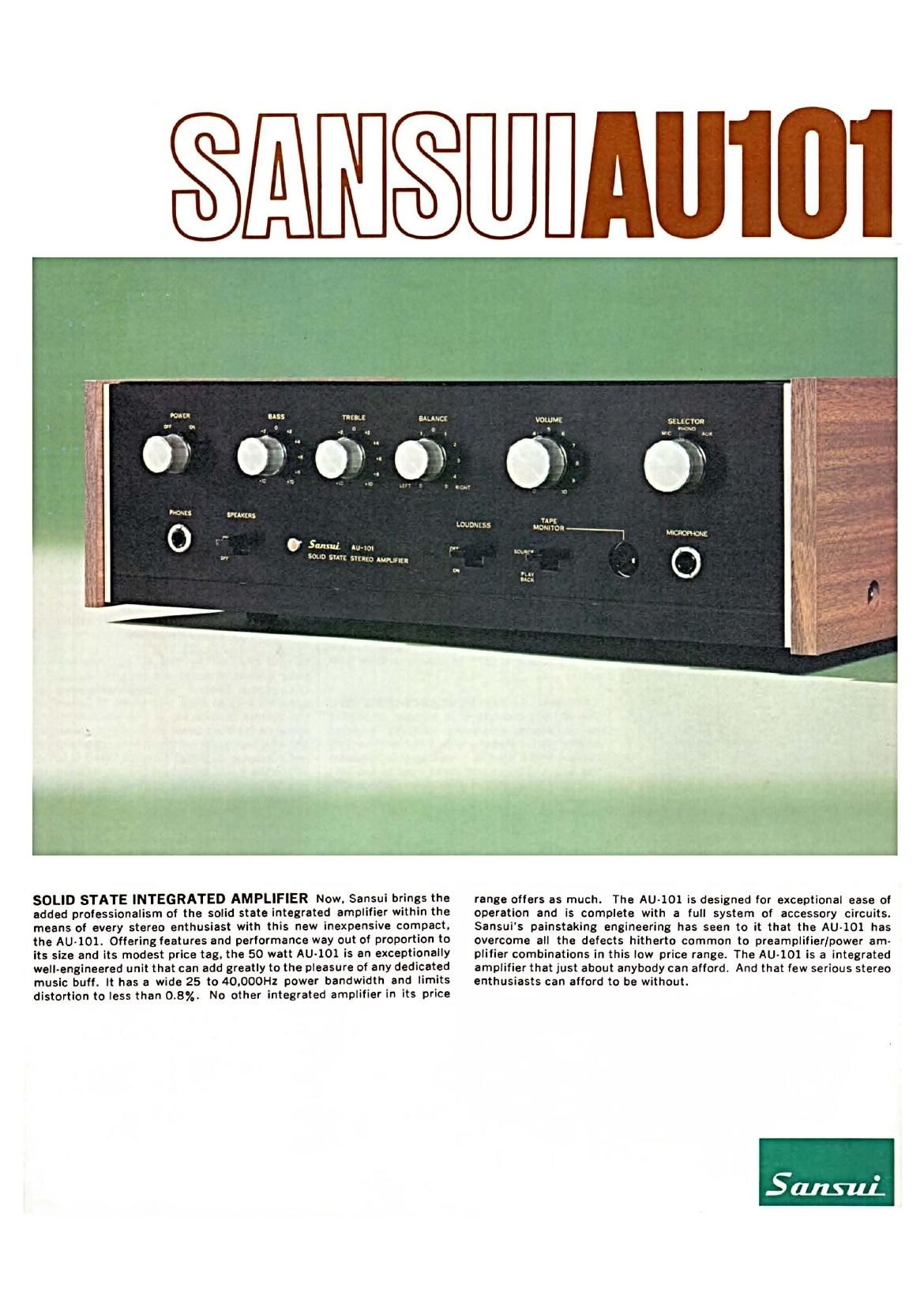 Sansui AU 101 Brochure