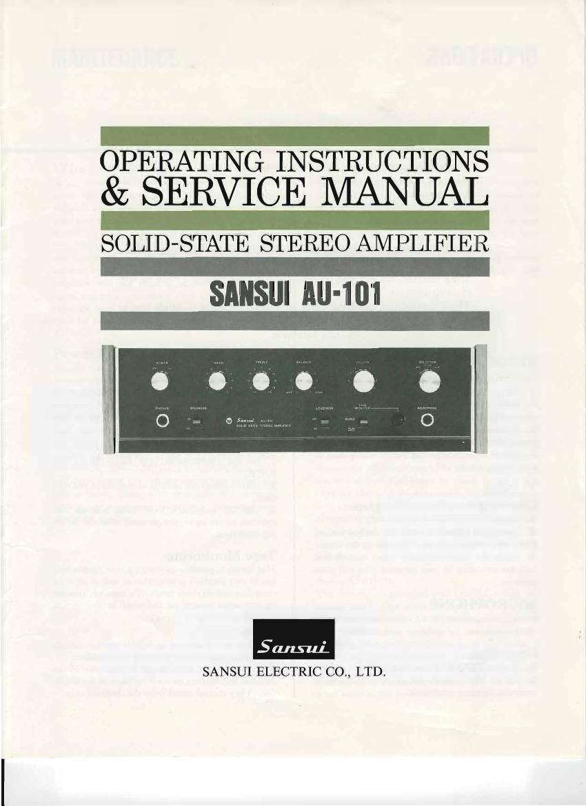 Sansui AU 101 Owners Manual