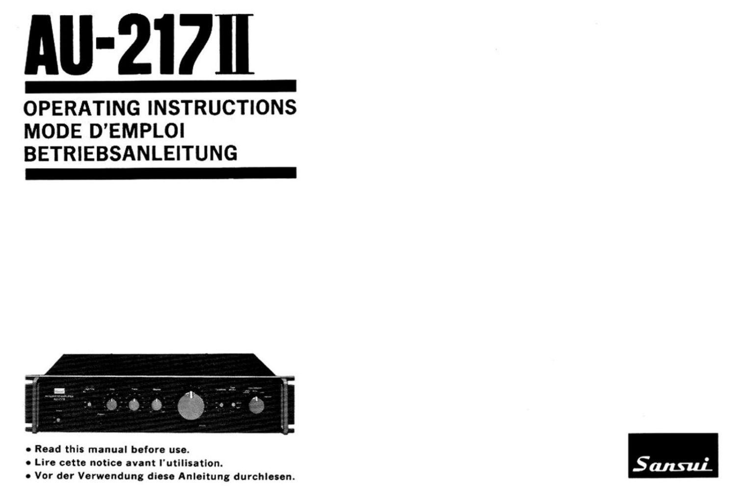 Sansui AU 217 Mk2 Owners Manual