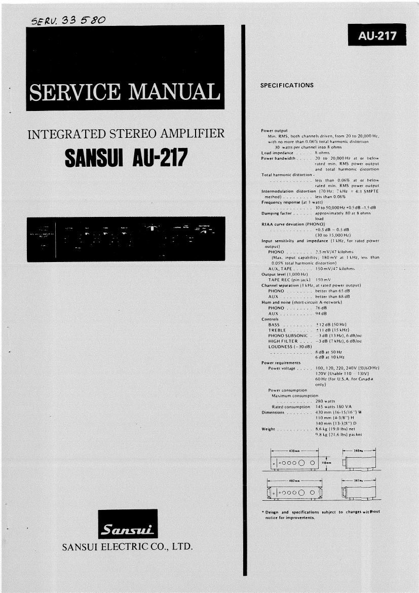 Sansui AU 217 Service Manual