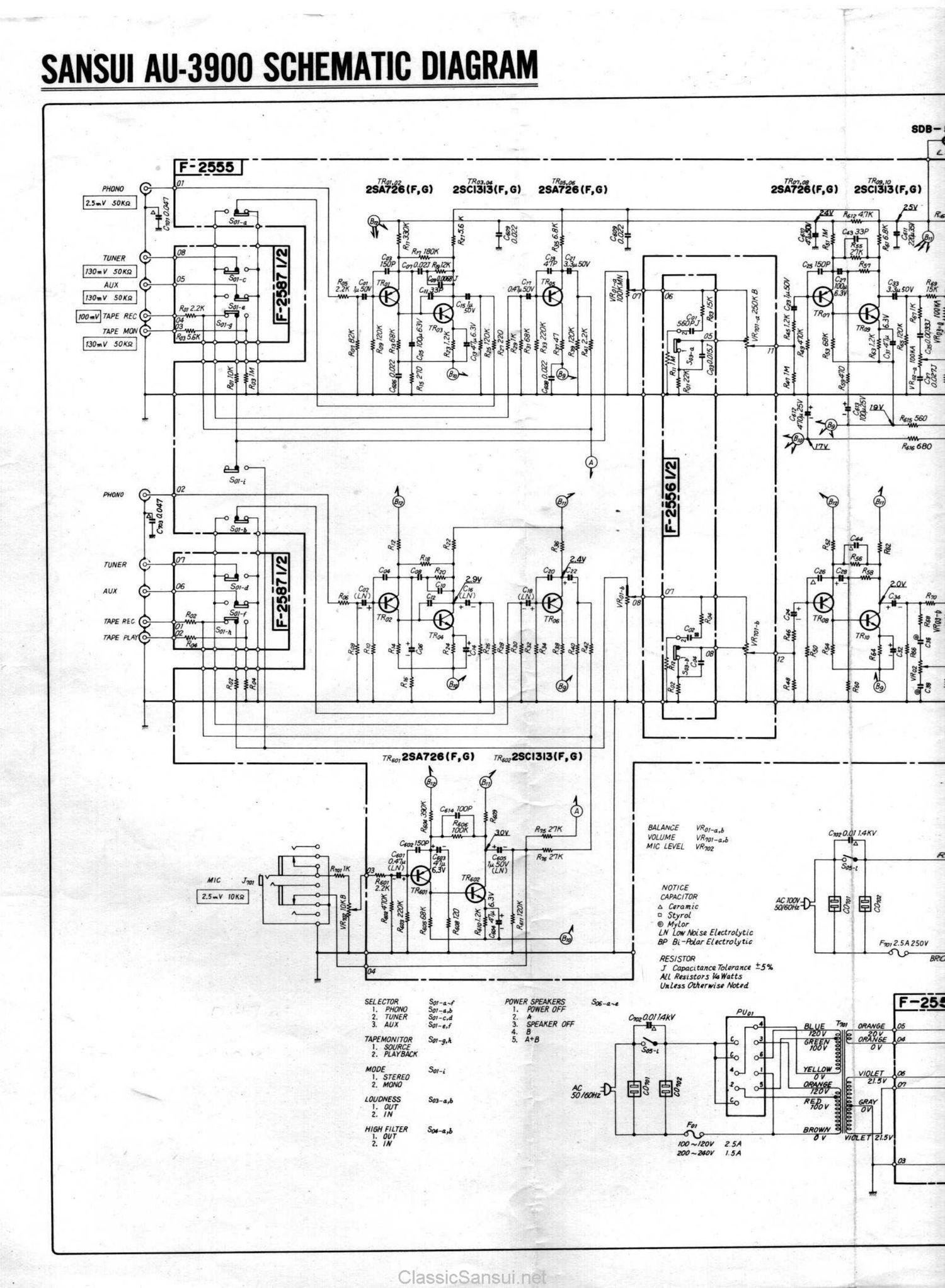 Sansui AU 3900 Schematic