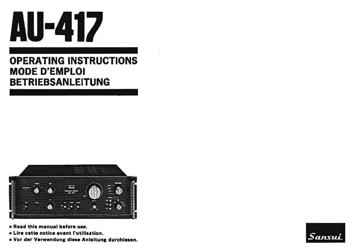 Sansui AU 417 Owners Manual