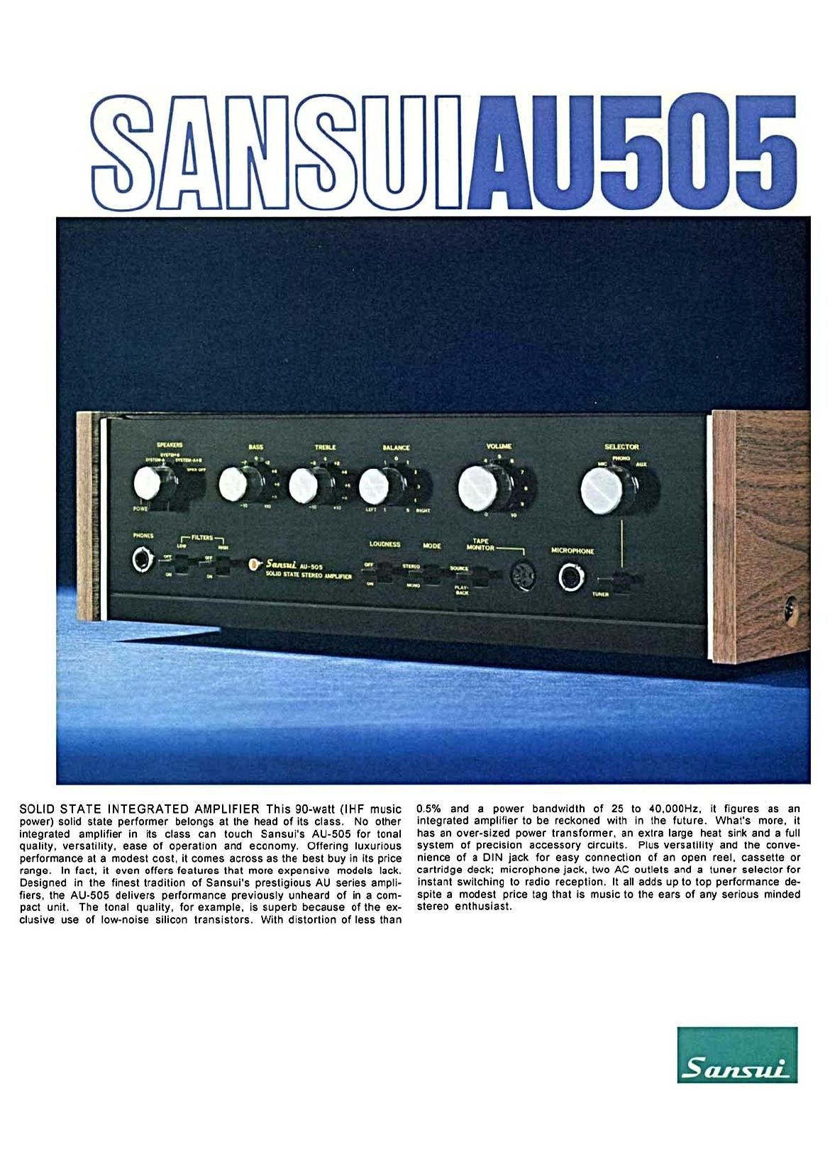 Sansui AU 505 Brochure