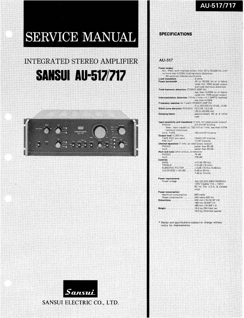 Sansui AU 517 AU 717 Service Manual