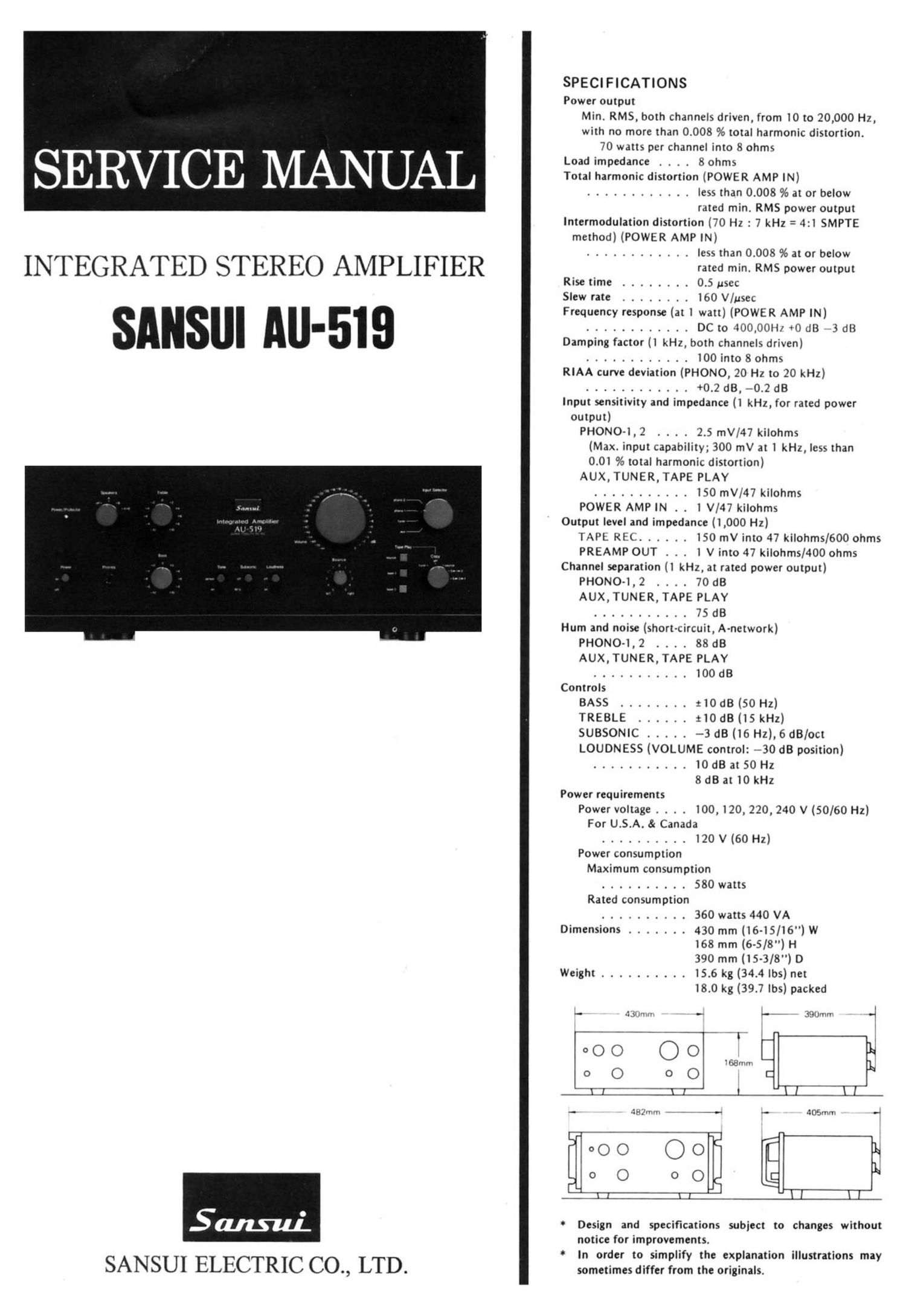 Sansui AU 519 Service Manual