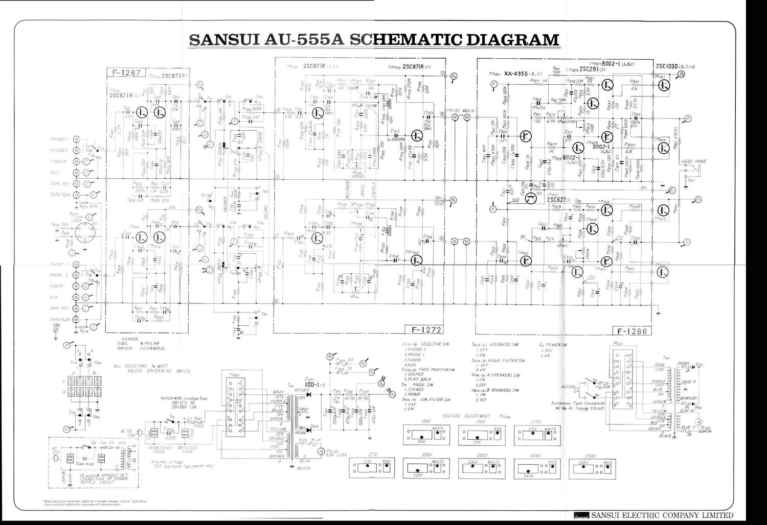 Sansui AU 555A Schematic