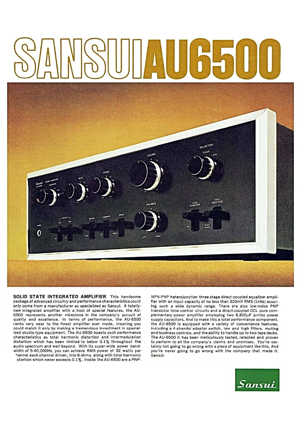 Sansui AU 6500 Brochure