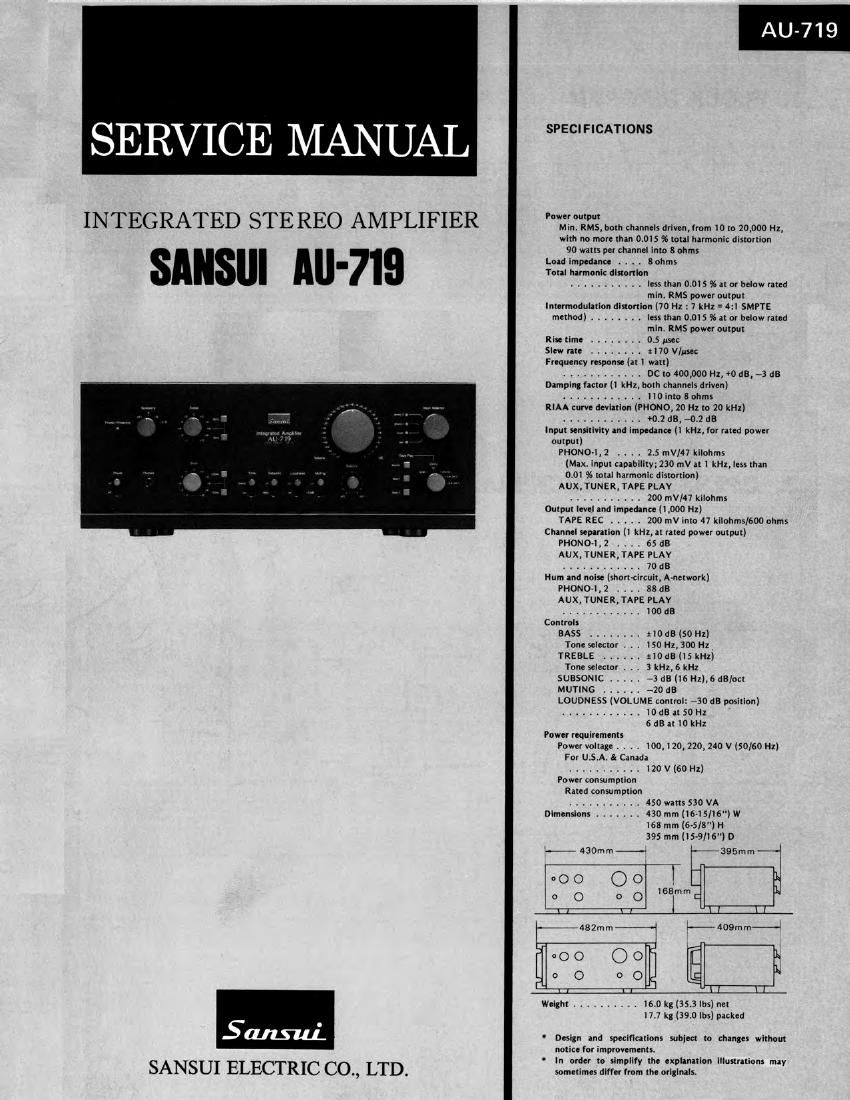 Sansui AU 719 Service Manual