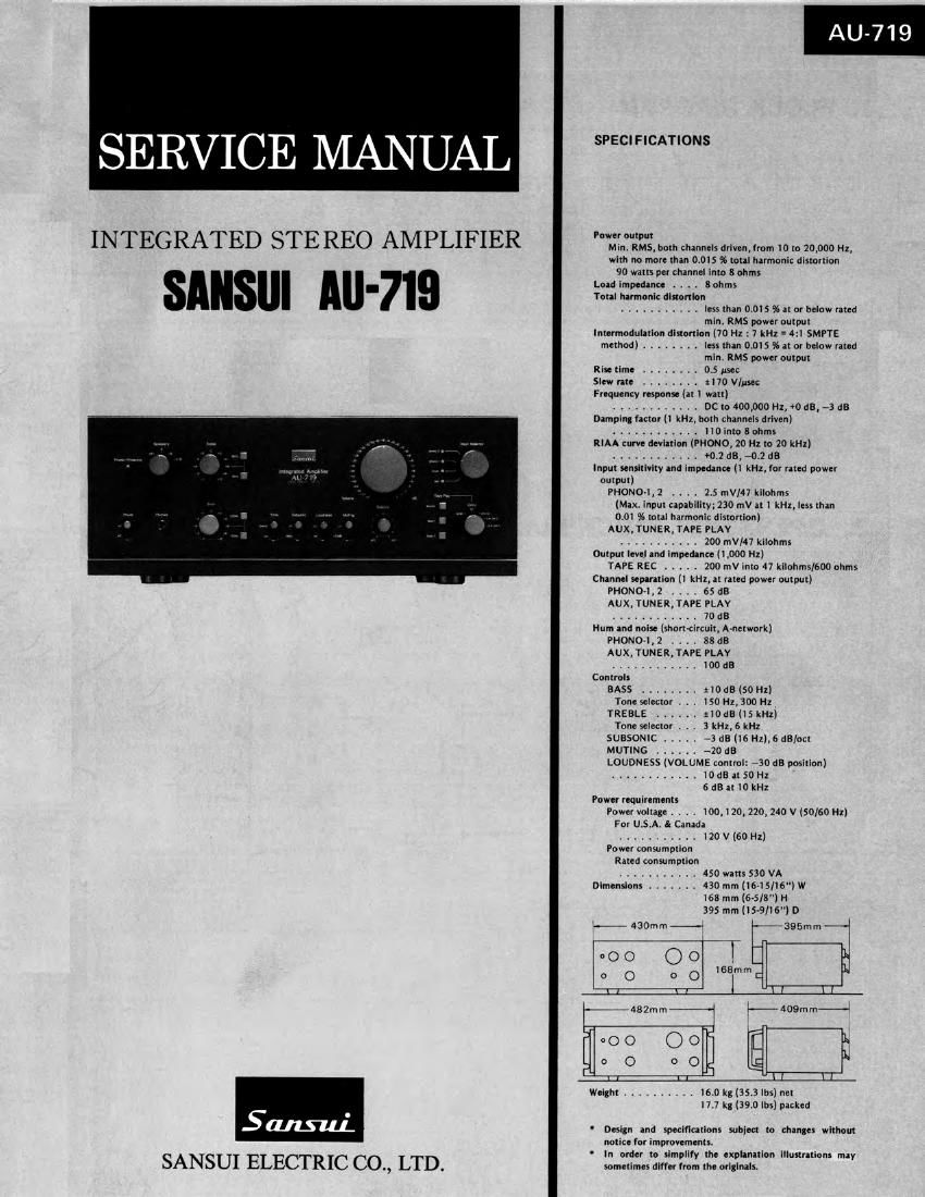 Sansui AU 719 Service Manual