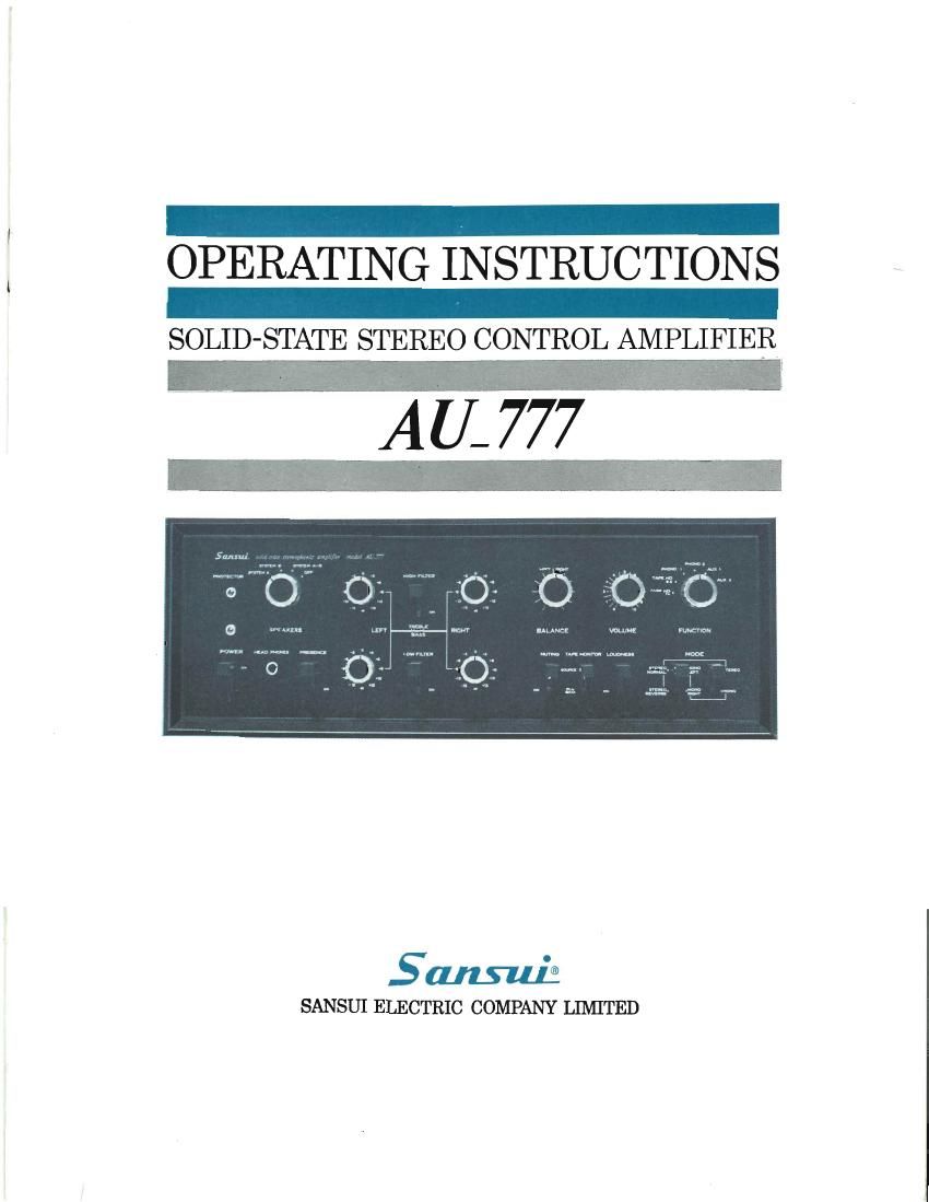 Sansui AU 777 Owners Manual
