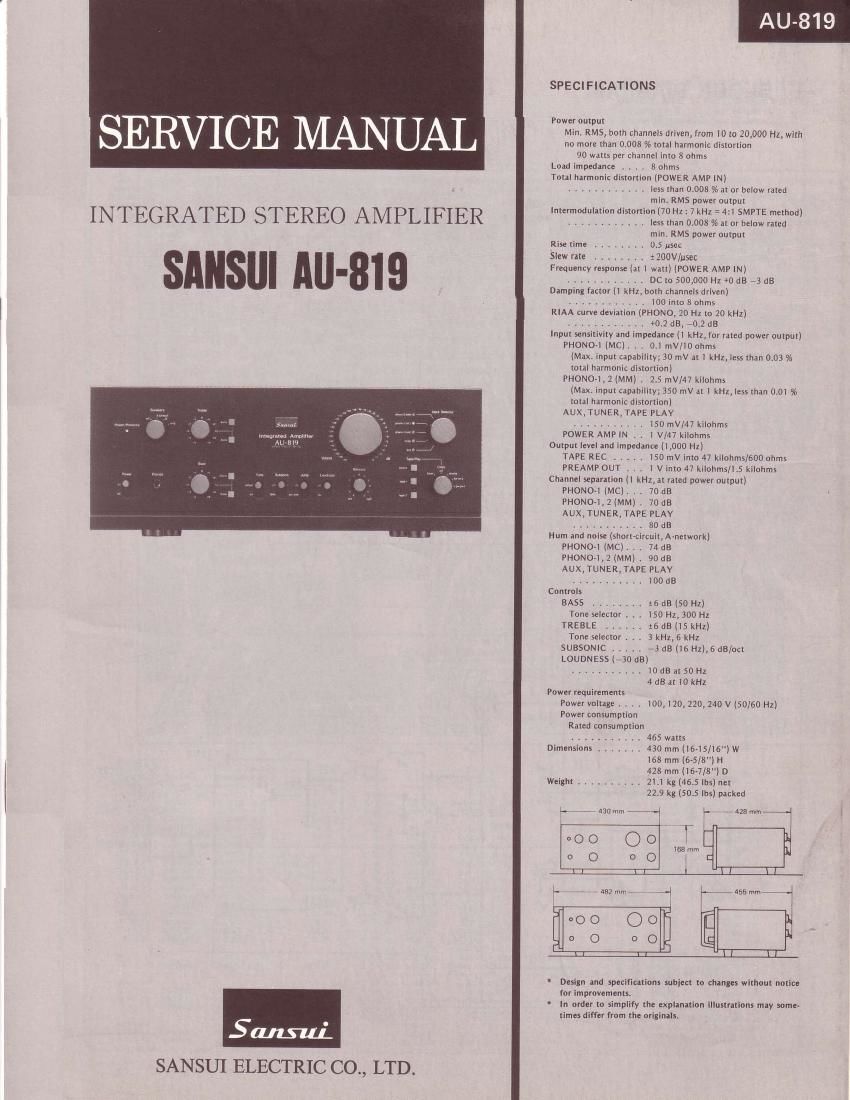 Sansui AU 819 Service Manual