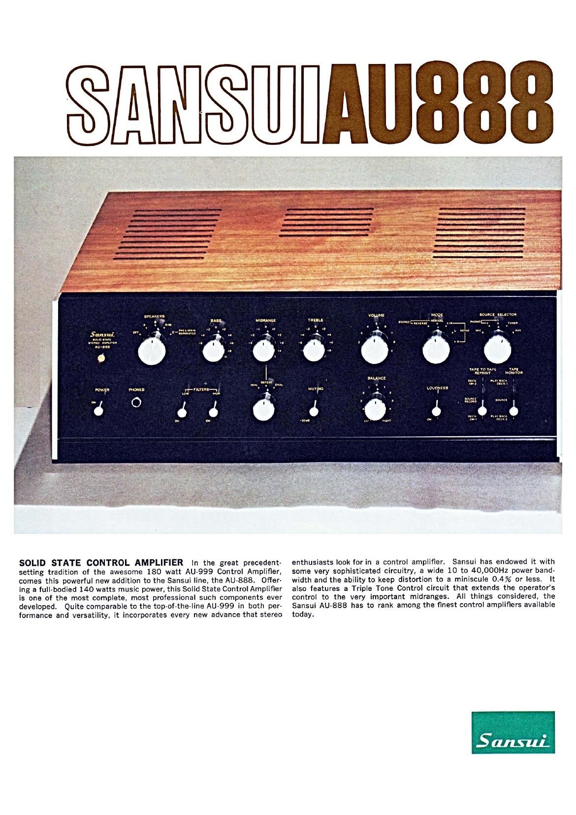 Sansui AU 888 Brochure