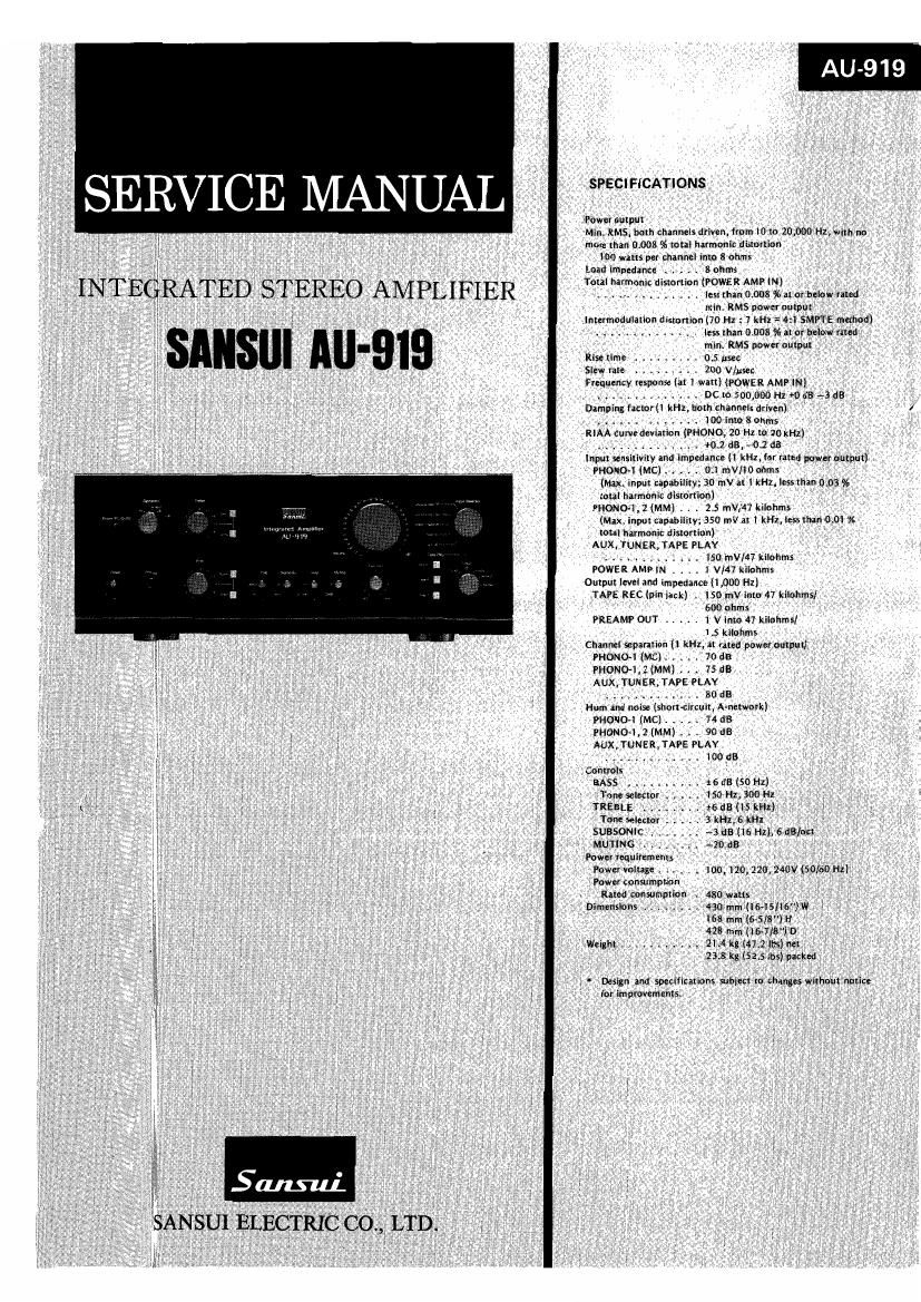 Sansui AU 919 Service Manual