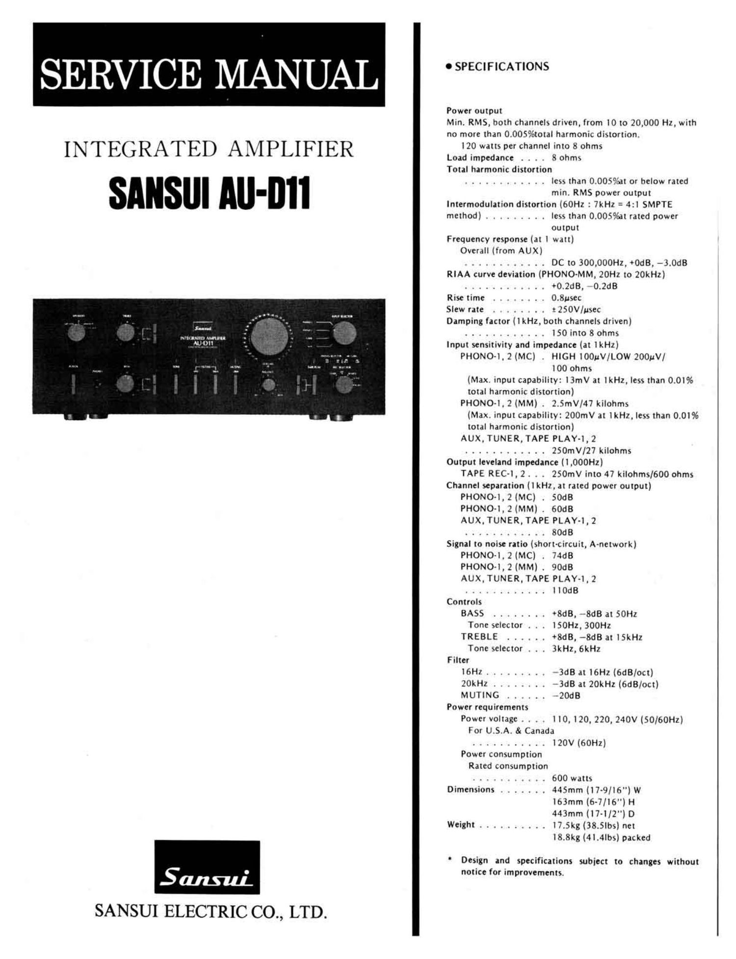 Sansui AU D11 Service Manual