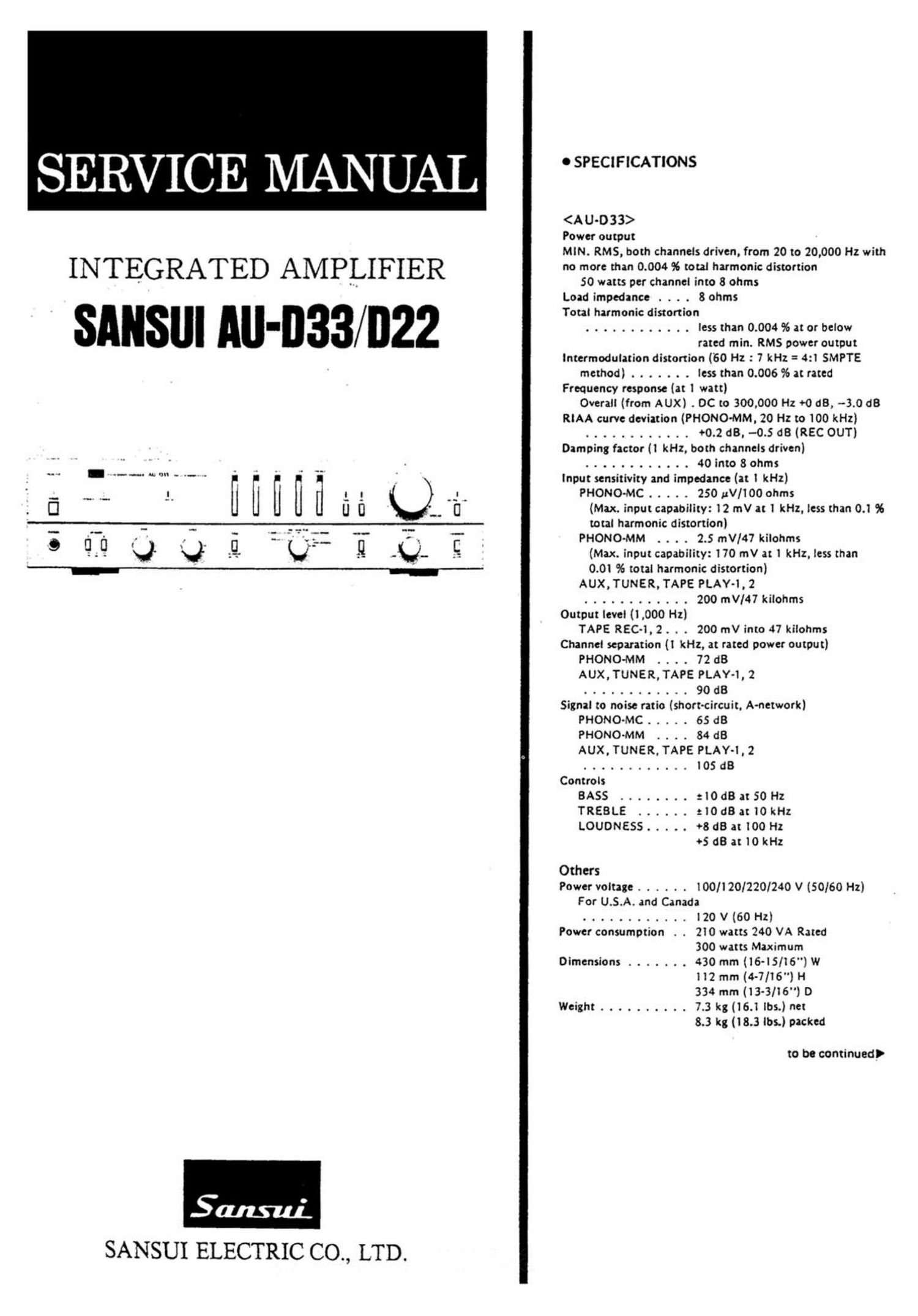 Sansui AU D22 D33 Service Manual