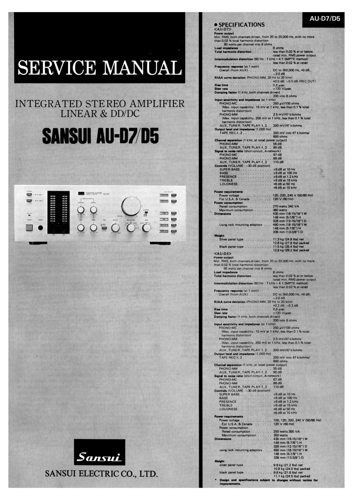 Sansui AU D5 D7 Service Manual