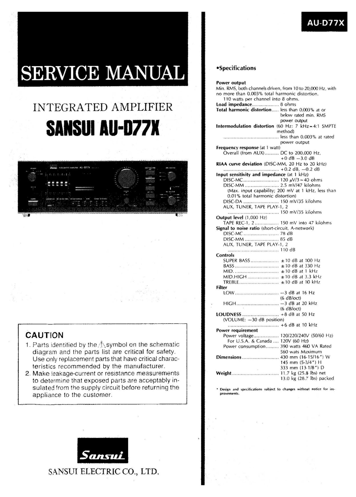 Sansui AU D77X Service Manual