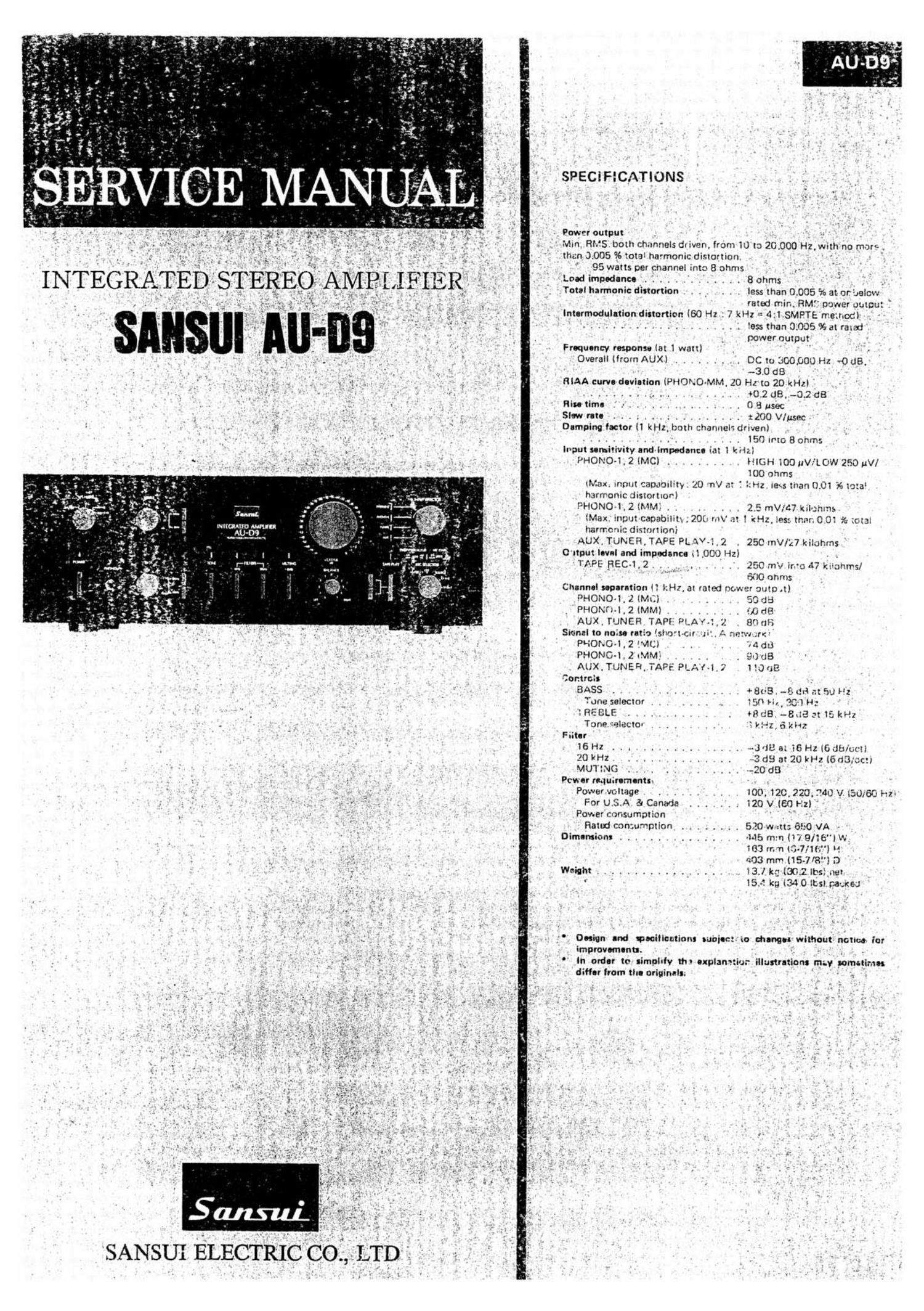 Sansui AU D9 Service Manual