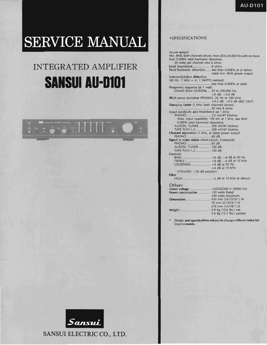 Sansui AUD 101 Service Manual