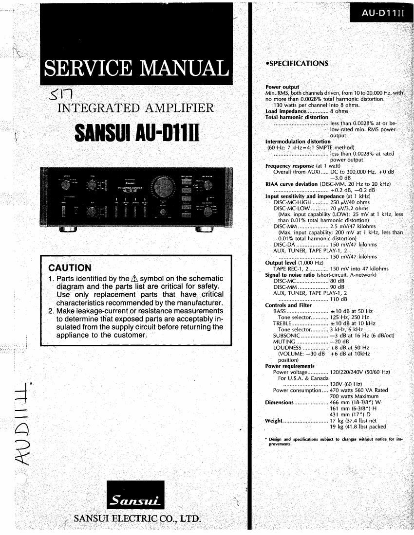 Sansui AUD 11 Mk2 Service Manual