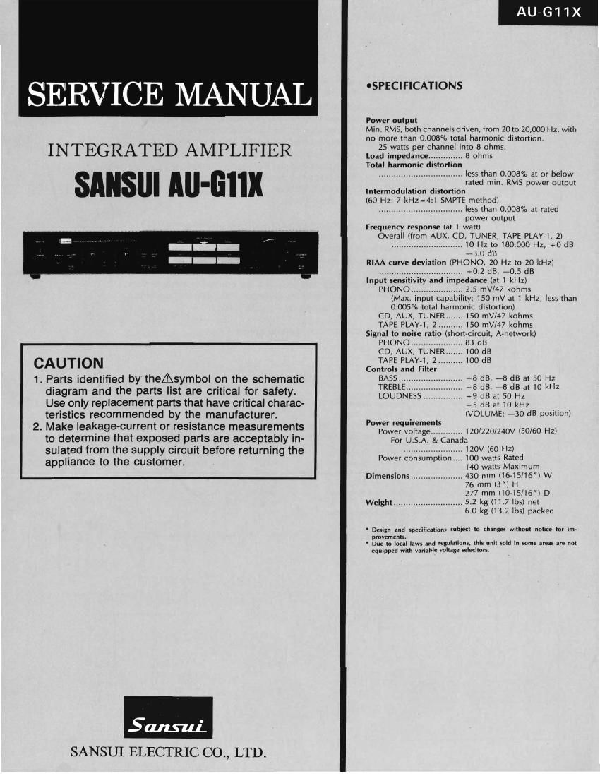 Sansui AUG 11 X Service Manual