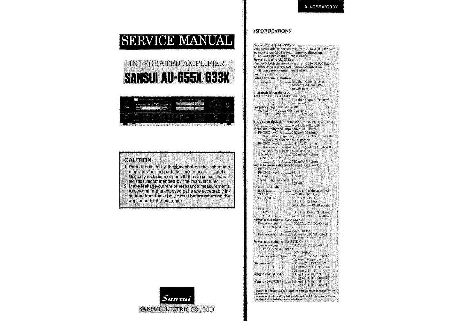 Sansui AUG 33 X Service Manual