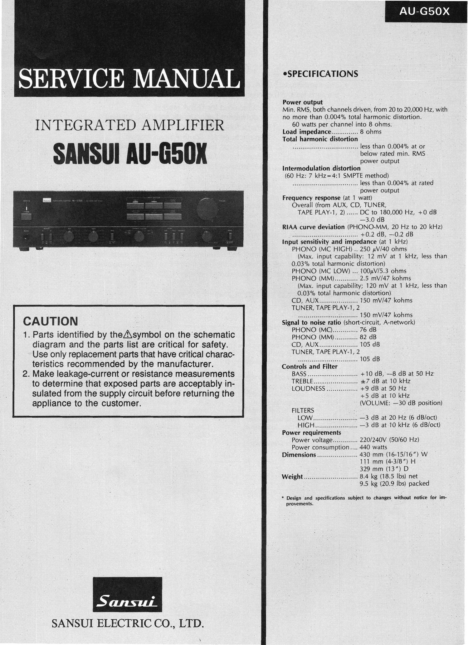 Sansui AUG 50 X Service Manual