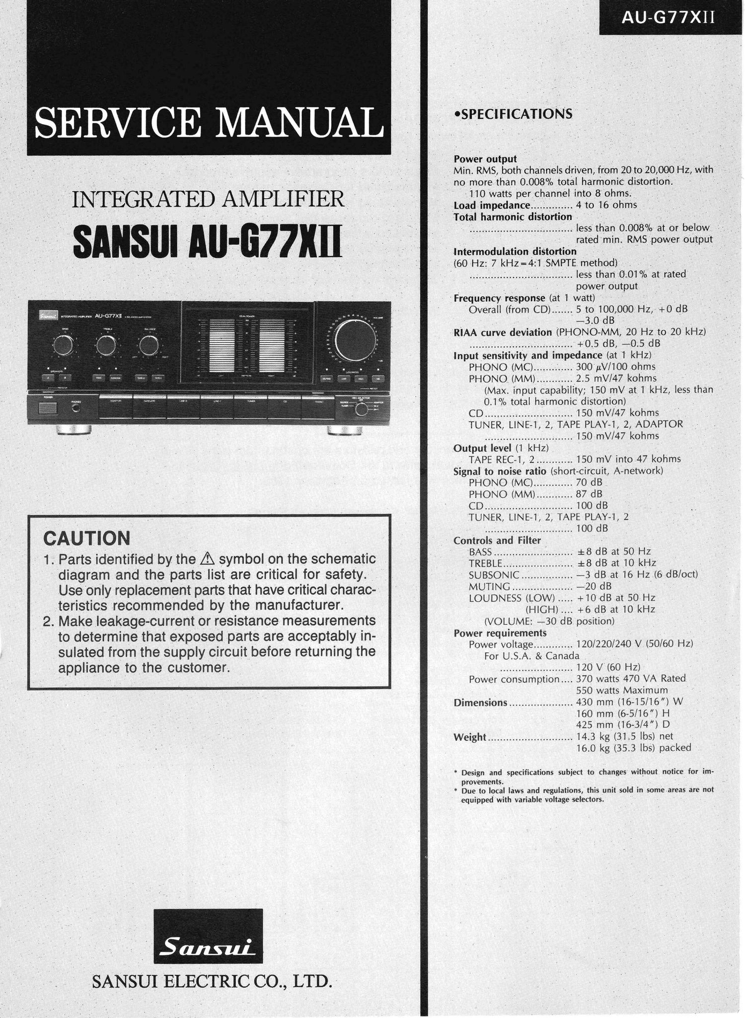 Sansui AUG 77 X Mk2 Service Manual
