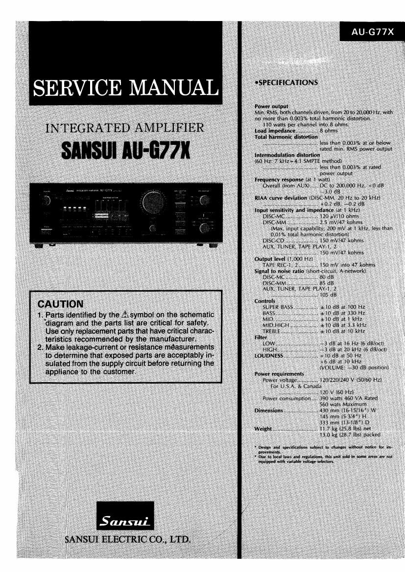 Sansui AUG 77 X Service Manual
