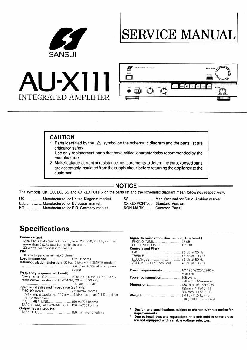 Sansui AUX 111 Service Manual