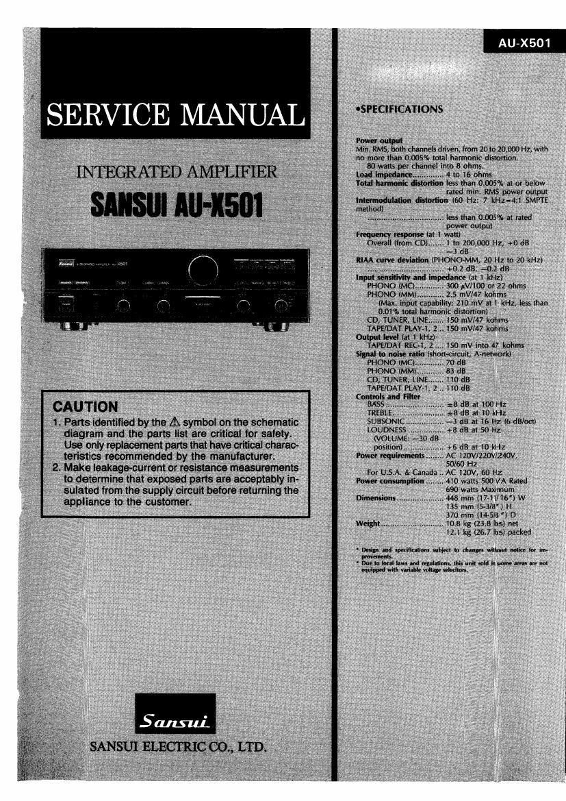 Sansui AUX 501 Service Manual