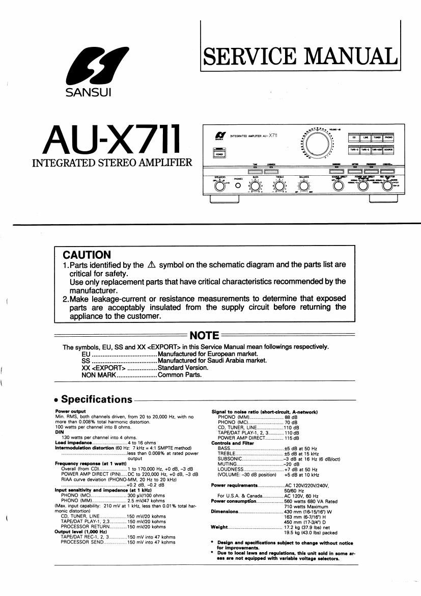 Sansui AUX 711 Service Manual