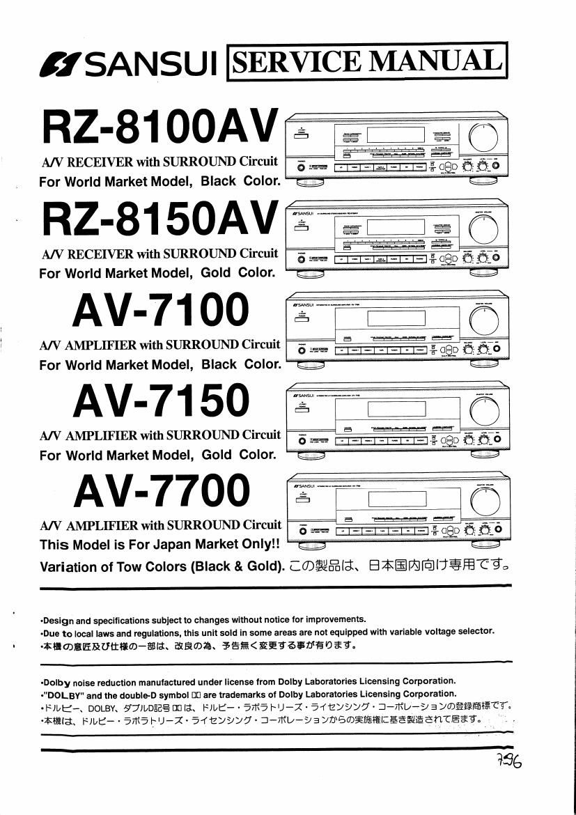 Sansui AV 7100 Service Manual