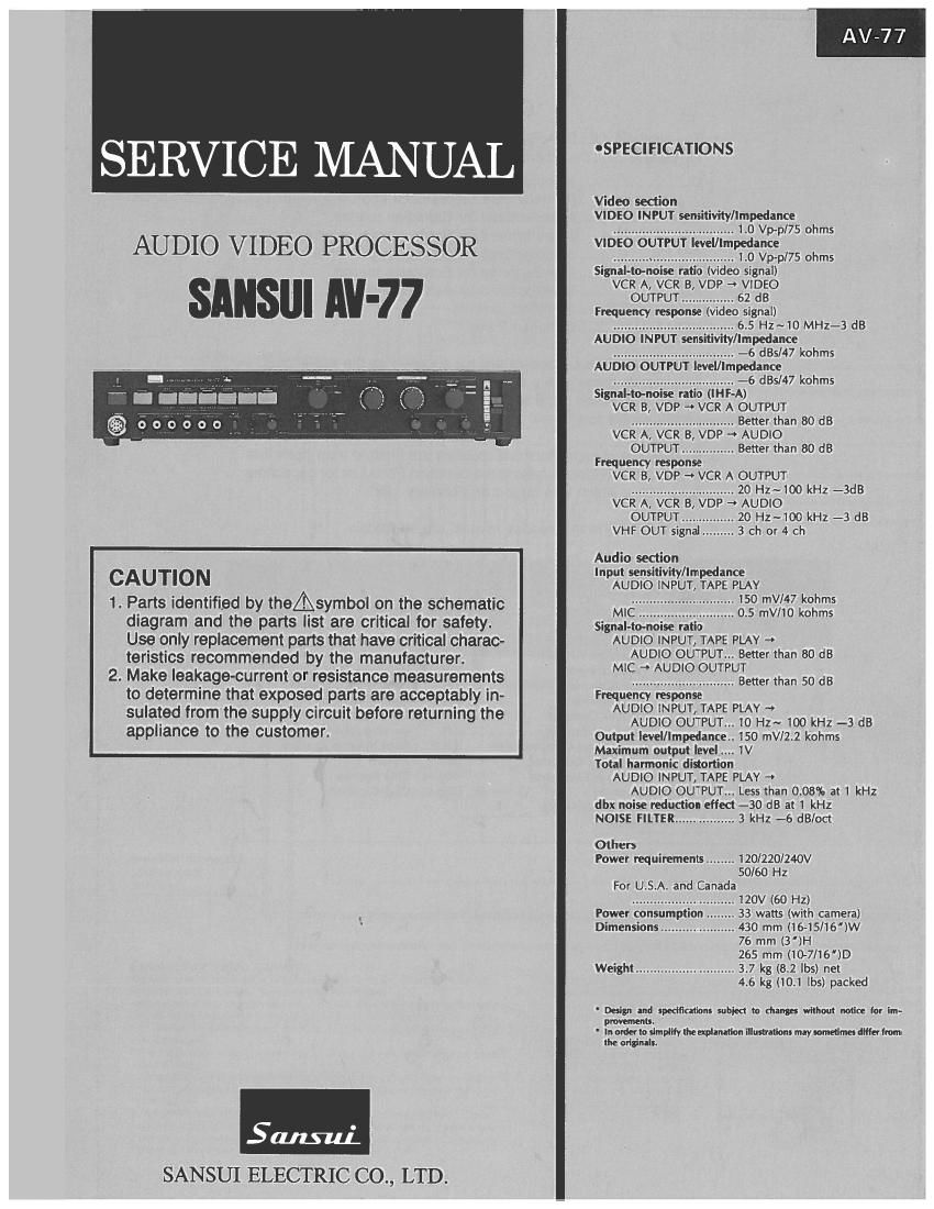 Sansui AV 77 Service Manual