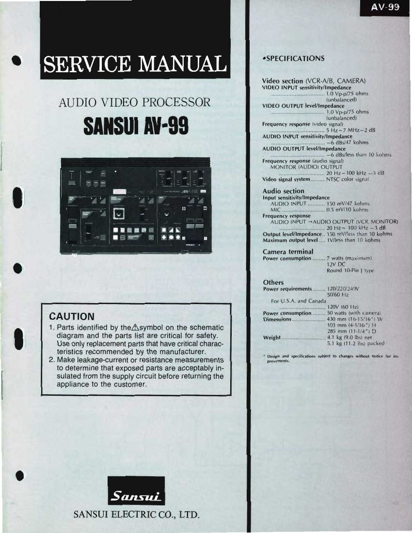 Sansui AV 99 Service Manual