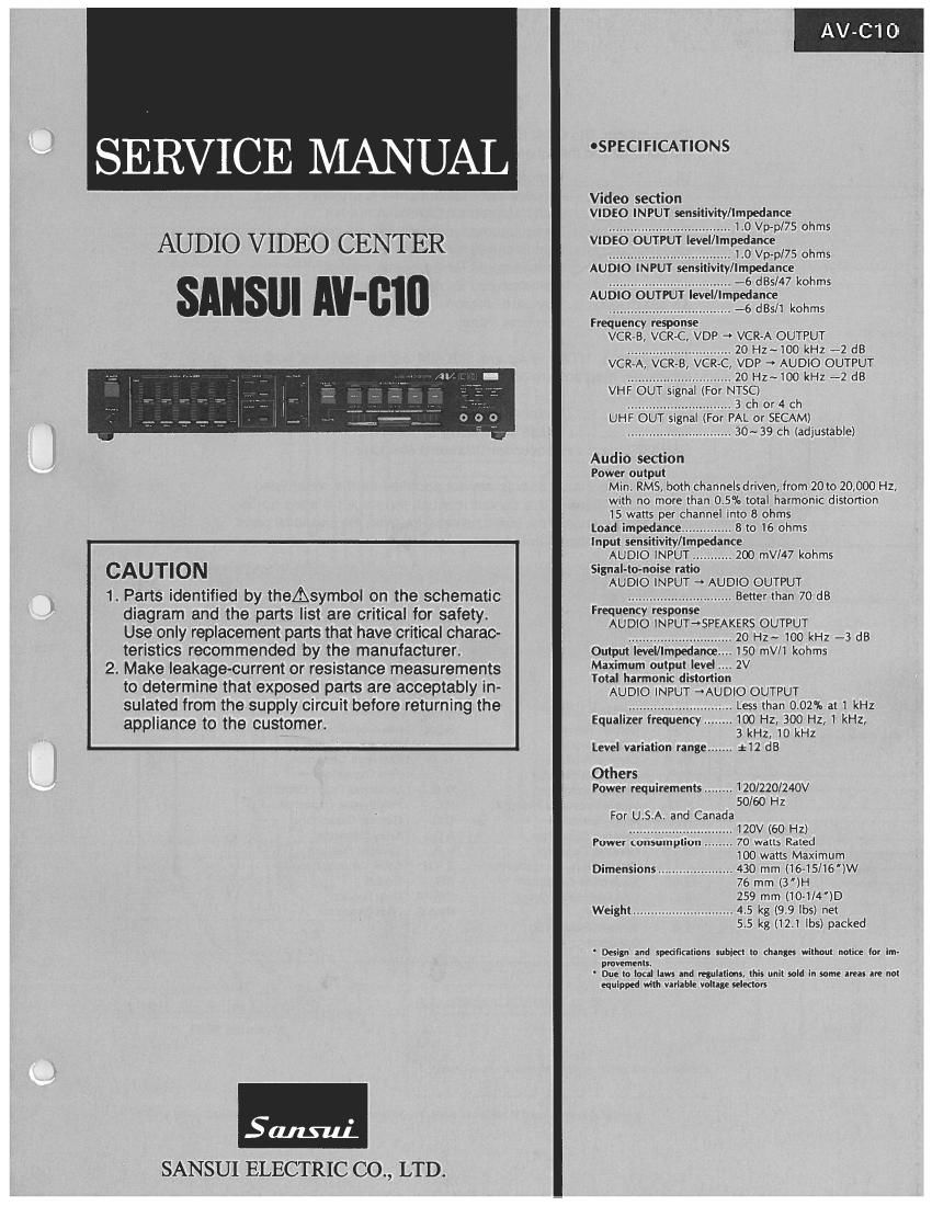 Sansui AVC 10 Service Manual