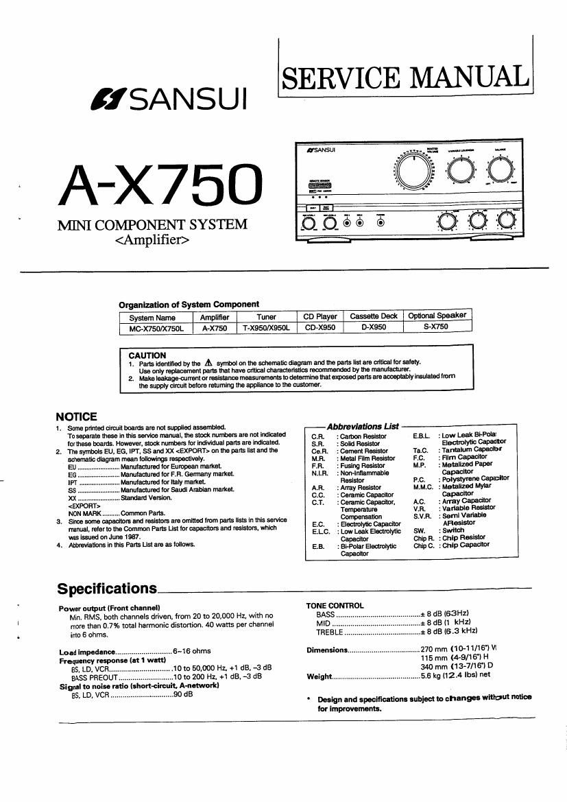 Sansui AX 750 Service Manual