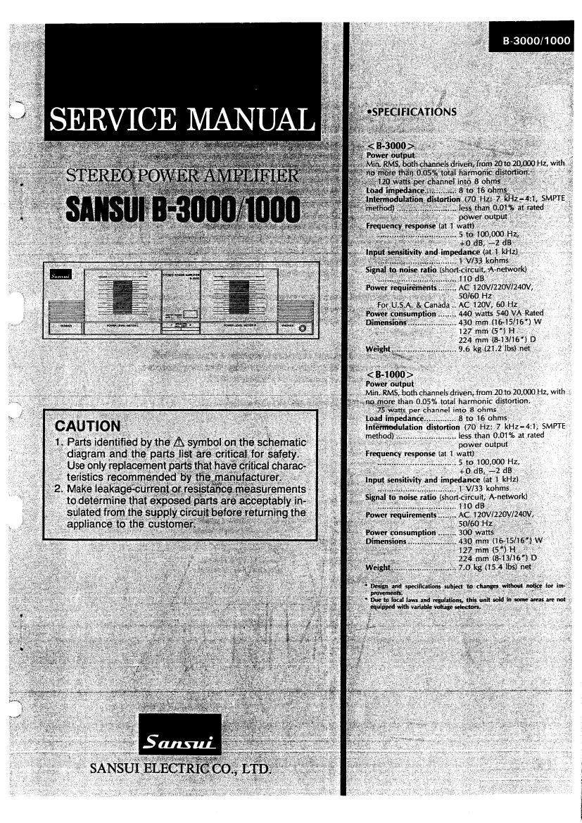 Sansui B 1000 Service Manual