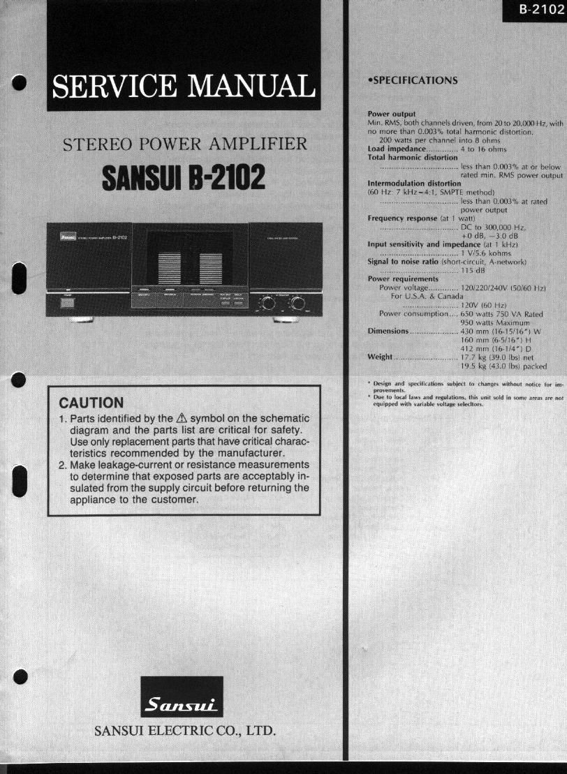 Sansui B 2102 Service Manual