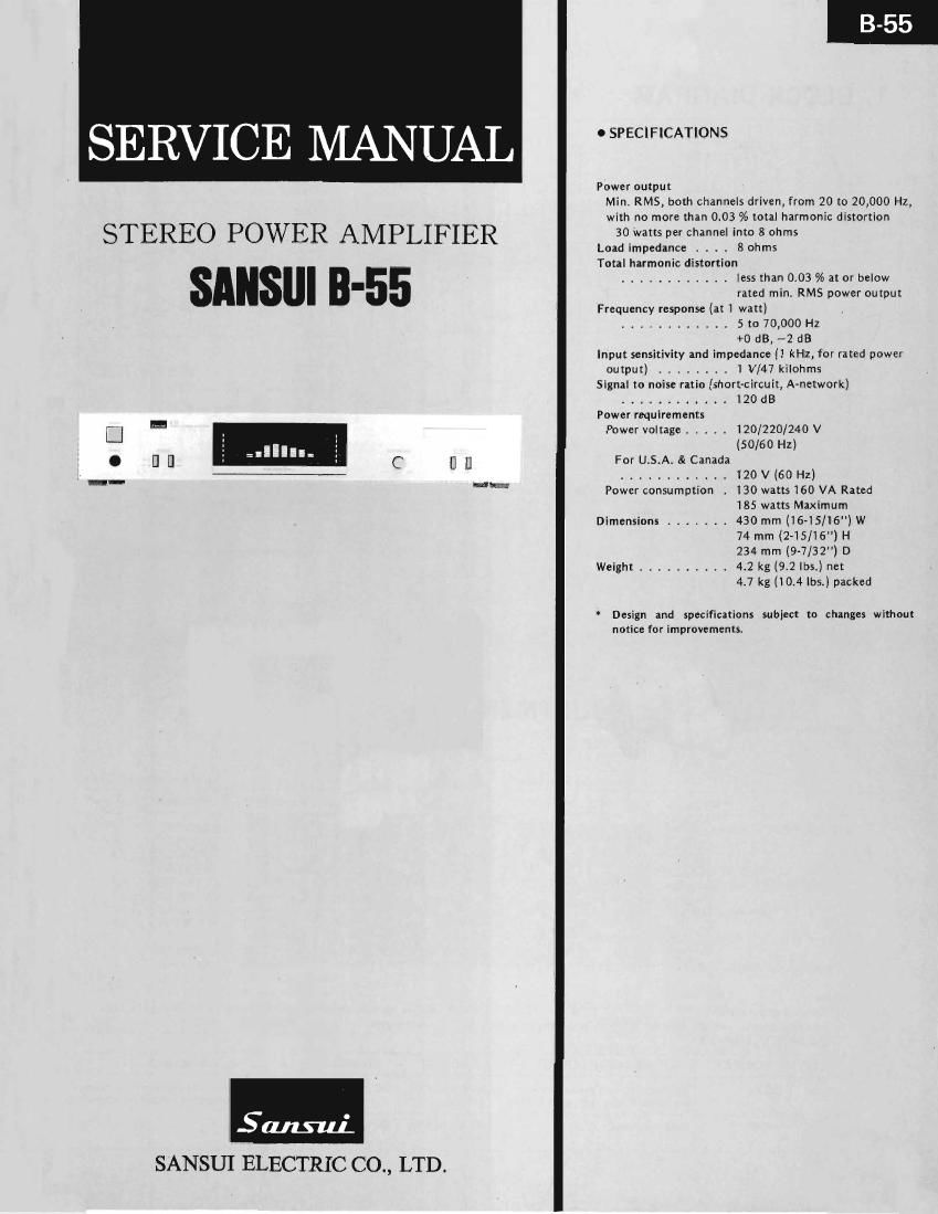 Sansui B 55 Service Manual