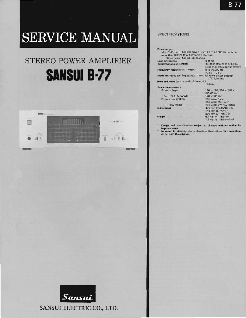Sansui B 77 Service Manual