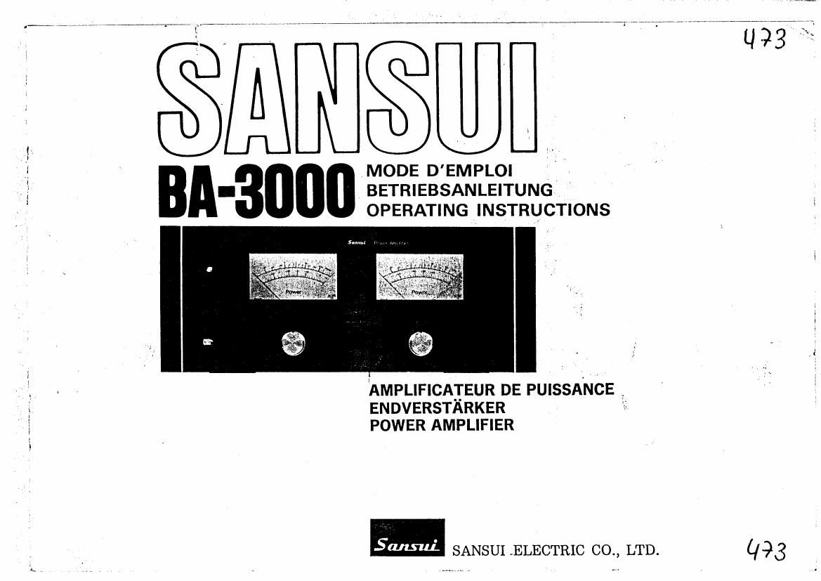 Sansui BA 3000 Owners Manual