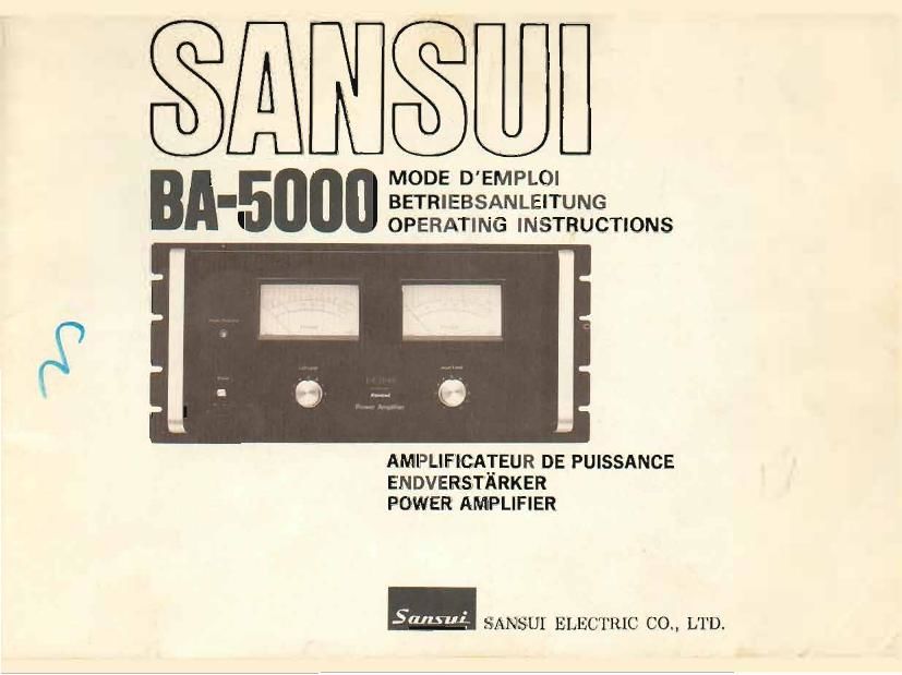 Sansui BA 5000 Owners Manual