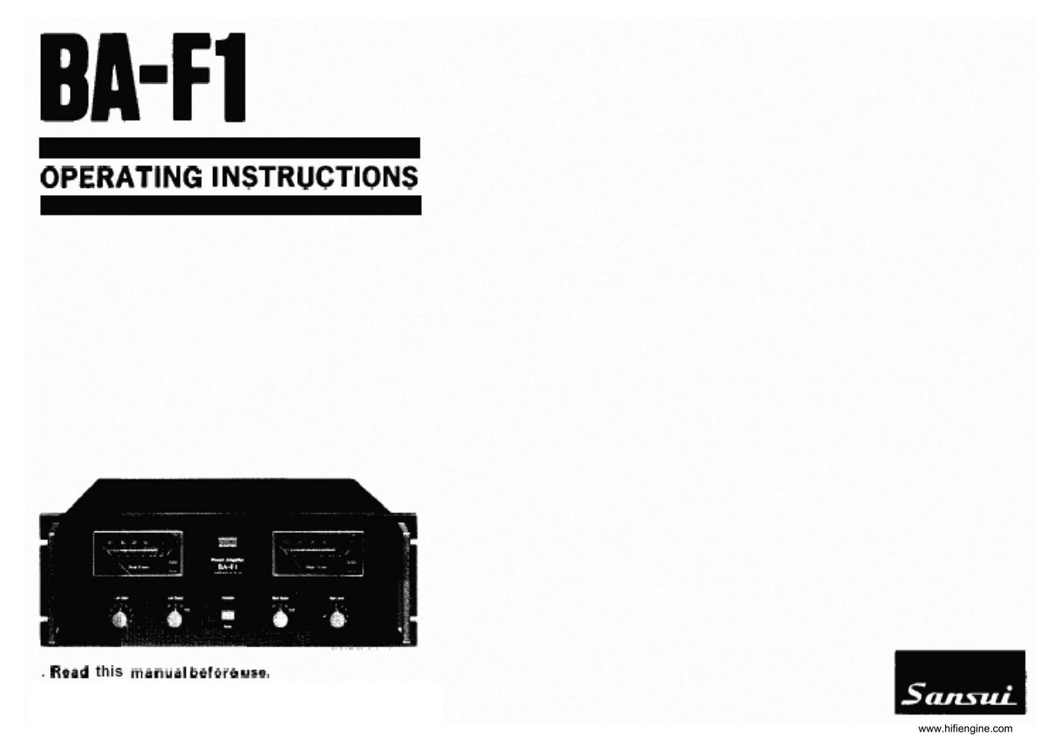 Sansui BAF 1 Owners Manual