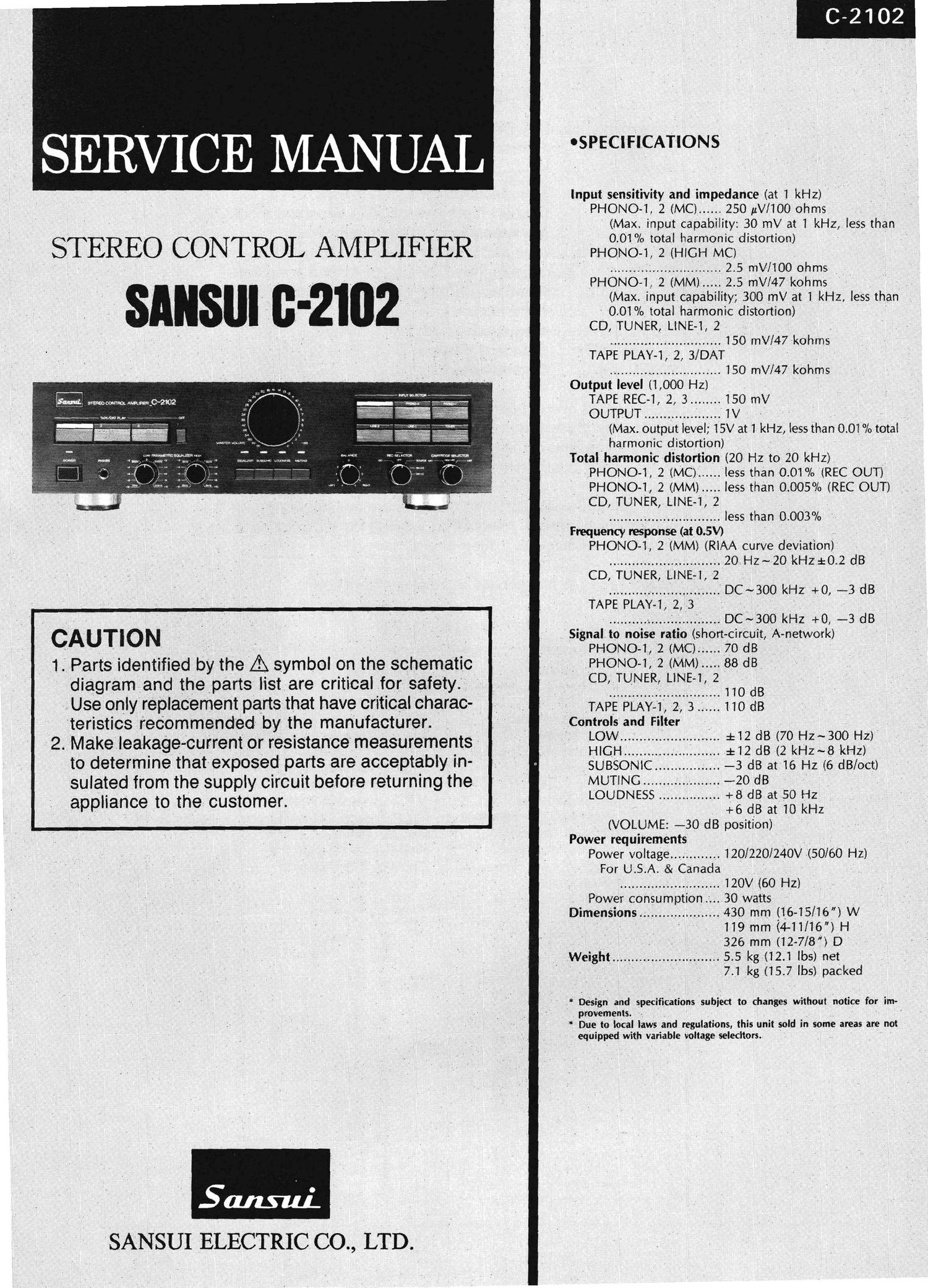 Sansui C 2102 Service Manual